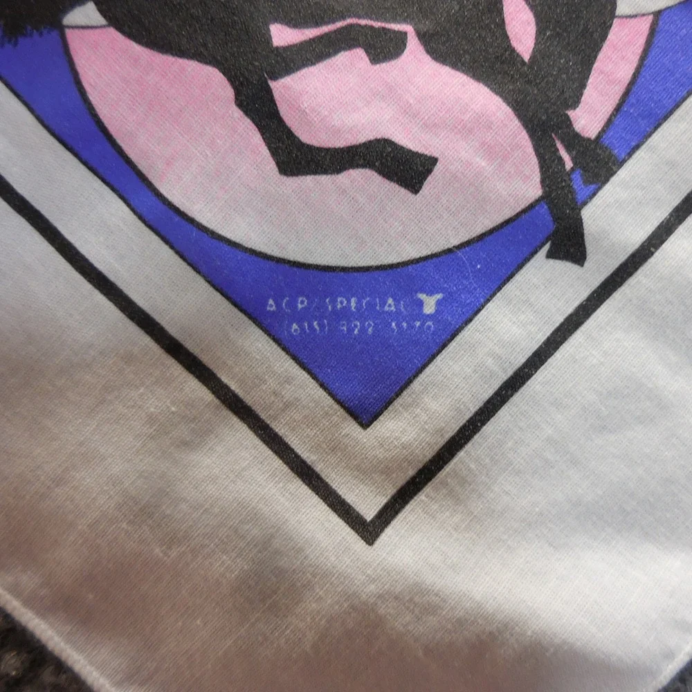 VTG Nitty Gritty Dirt Band Bandana White Western Bucking Bronco Graphic 21x21